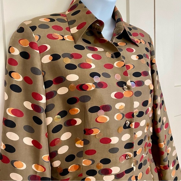 Brown Silk Button-front Blouse and Matching Pants Suit Set Size 4 Retro Vintage - Picture 5 of 15